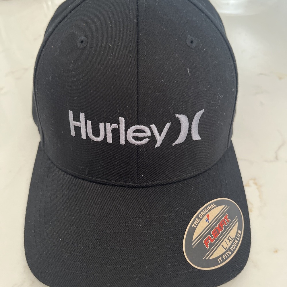 Hurley Men's Big Corp Hat Cap Black Flex Fit size L/XL Large X-large